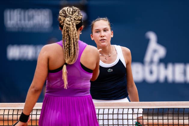 TENNIS - WTA, Tennis Damen Generali Open Ladies Kitzbuehel KITZBUEHEL,AUSTRIA,15.JUL.26 - TENNIS - WTA Tour, Generali Open Ladies Kitzbuehel. Image shows Mia Ristic (SRB) and Erika Andreeva (RUS).  GEPAxpictures xJulioxArellano