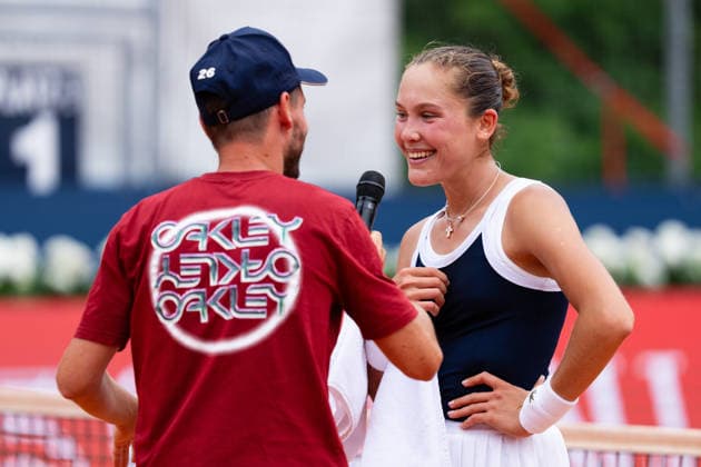 TENNIS - WTA, Tennis Damen Generali Open Ladies Kitzbuehel KITZBUEHEL,AUSTRIA,15.JUL.26 - TENNIS - WTA Tour, Generali Open Ladies Kitzbuehel. Image shows Erika Andreeva (RUS) during an interview.  GEPAxpictures xJulioxArellano