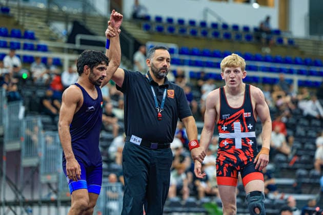 Wrestling Ranking Series Polyak & Janos & Istvan Memorial 57kg FS - Aman Aman (IND) df. Nikoloz Botchorishvili (GEO) *** Wrestling Ranking Series: Janos Istvan Polyak Memorial, 57 kg Freestyle: Aman Aman (IND) defeated Nikoloz Botchorishvili (GEO) Copyright: xUnitedxWorldxWrestlingx xAmirrezx United World Wrestling Kadir C