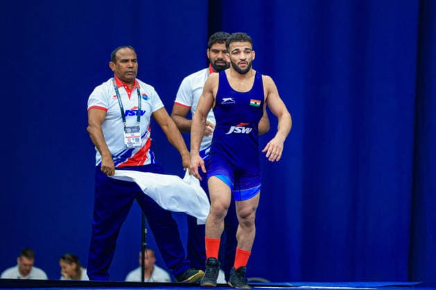 Wrestling Ranking Series Polyak & Janos & Istvan Memorial 57kg FS - Aman Aman (IND) *** Wrestling Ranking Series: Janos Istvan Polyak Memorial, 57 kg Freestyle, Aman Aman (IND) Copyright: xUnitedxWorldxWrestlingx xAmirrezx United World Wrestling Kadir C