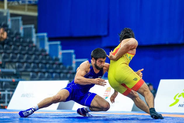 Wrestling Ranking Series Polyak & Janos & Istvan Memorial 65kg FS - Shamil Alievich Mamedov (BUL) df. Adil Ospanov (KAZ) *** Wrestling Ranking Series: Janos Istvan Polyak Memorial, 65 kg Freestyle: Shamil Alievich Mamedov (BUL) def. Adil Ospanov (KAZ) Copyright: xUnitedxWorldxWrestlingx xAmirrezx United World Wrestling Kadir C