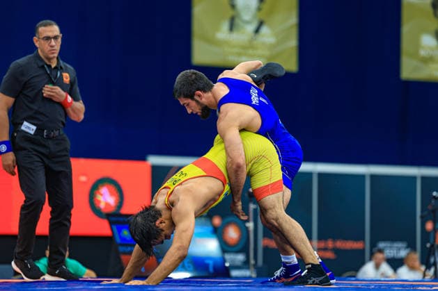 Wrestling Ranking Series Polyak & Janos & Istvan Memorial 65kg FS - Shamil Alievich Mamedov (BUL) df. Adil Ospanov (KAZ) *** Wrestling Ranking Series: Janos Istvan Polyak Memorial, 65 kg Freestyle: Shamil Alievich Mamedov (BUL) def. Adil Ospanov (KAZ) Copyright: xUnitedxWorldxWrestlingx xAmirrezx United World Wrestling Kadir C
