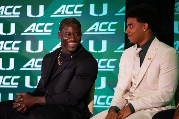 July 15, 2026: Miami Linebacker Mohamed Toure during the 2026 ACC Football Kickoff at Hilton Uptown Charlotte in Charlotte, NC. ( CSM) Charlotte United States - ZUMAc04_ 20260715_zma_c04_048 Copyright: xScottxKinserx