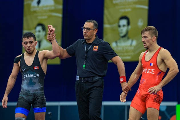 Wrestling Ranking Series Polyak & Janos & Istvan Memorial 65kg FS - Peiman Bioukagha Biabani (CAN) df. Quentin Jean Rene Sticker (FRA) *** Wrestling Ranking Series: Janos Istvan Polyak Memorial, 65 kg Freestyle: Peiman Bioukagha Biabani (CAN) def. Quentin Jean Rene Sticker (FRA) Copyright: xUnitedxWorldxWrestlingx xAmirrezx United World Wrestling Kadir C