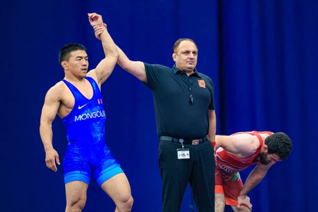 Wrestling Ranking Series Polyak & Janos & Istvan Memorial 70kg FS - Tulga Tumur Ochir (MGL) df. Iszmail Muszukajev (HUN) *** Wrestling Ranking Series: Janos Istvan Polyak Memorial, 70 kg Freestyle: Tulga Tumur Ochir (MGL) def. Iszmail Muszukajev (HUN) Copyright: xUnitedxWorldxWrestlingx xAmirrezx United World Wrestling Kadir C
