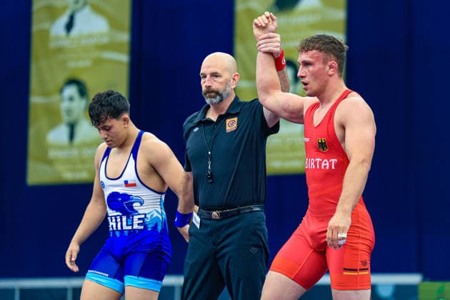 Wrestling Ranking Series Polyak & Janos & Istvan Memorial 86kg FS - Lucas Marco Kahnt (GER) df. Franco Javier Ignacio Gonzalez Palma (CHI) *** Wrestling Ranking Series: Janos Istvan Polyak Memorial, 86 kg Freestyle: Lucas Marco Kahnt (GER) def. Franco Javier Ignacio Gonzalez Palma (CHI) Copyright: xUnitedxWorldxWrestlingx xAmirrezx United World Wrestling Kadir C