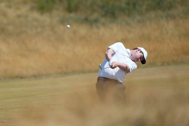 SOUTHPORT, ENGLAND - JULY 15: Robert Macintyre (SCO) plays from the eleventh fairway during practice at the 154th Open Championship at the Royal Birkdale Golf Club, Southport on July 15, 2026 in Merseyside, England The 154th British Open Championship