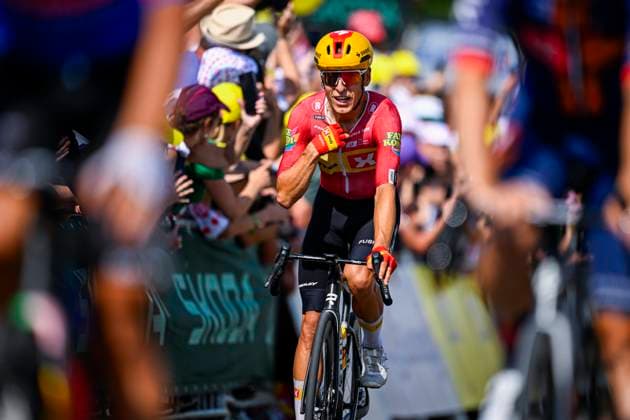 Tour de France 2026 Stage 11 NEVERS, FRANCE - JULY 15 : Rider of Team Uno-X Mobility at the finish line during stage 11 of the 113rd edition of Tour de France an UCI World Tour 2.UWT cycling road race stage for Men Elite of 161 km with start in Vichy and finish in Nevers on July 15, 2026 in Nevers, France, 15 07 2026 Nevers France  Copyright: xTomasxSiskx