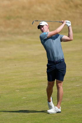 SOUTHPORT, ENGLAND - JULY 15: Maverick McNealy (USA) plays from the eleventh fairway during practice at the 154th Open Championship at the Royal Birkdale Golf Club, Southport on July 15, 2026 in Merseyside, England The 154th British Open Championship
