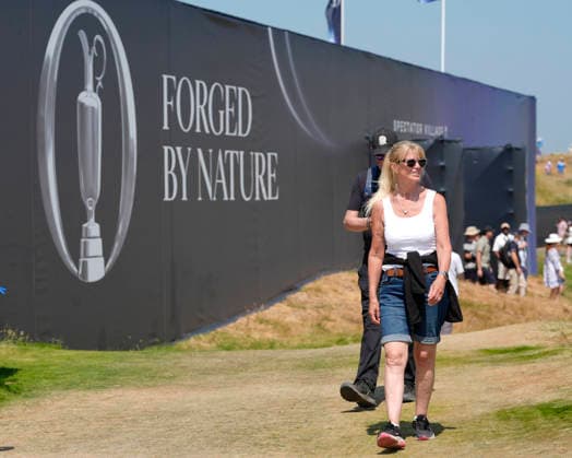 SOUTHPORT, ENGLAND - JULY 15: Forged By Nature logo on the 14th tee during practice at the 154th Open Championship at the Royal Birkdale Golf Club, Southport on July 15, 2026 in Merseyside, England The 154th British Open Championship