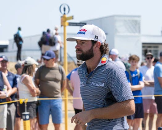 SOUTHPORT, ENGLAND - JULY 15: Cameron Young (USA) walks off the 10th tee during practice at the 154th Open Championship at the Royal Birkdale Golf Club, Southport on July 15, 2026 in Merseyside, England The 154th British Open Championship