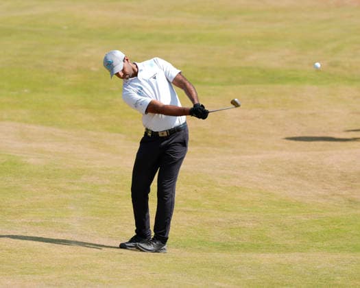 SOUTHPORT, ENGLAND - JULY 15: Aaron Rai (ENG) chips to the 10th green during practice at the 154th Open Championship at the Royal Birkdale Golf Club, Southport on July 15, 2026 in Merseyside, England The 154th British Open Championship