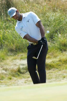 SOUTHPORT, ENGLAND - JULY 15: Aaron Rai (ENG) chips to the 10th green during practice at the 154th Open Championship at the Royal Birkdale Golf Club, Southport on July 15, 2026 in Merseyside, England The 154th British Open Championship