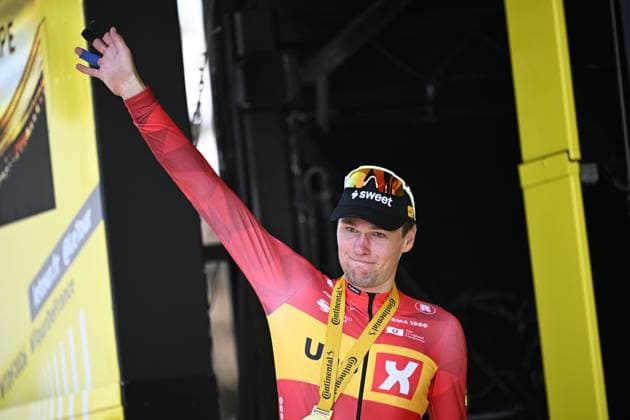 Tour de France 2026 Stage 11 NEVERS, FRANCE - JULY 15 : Waerenskjold Soren (NOR) of Uno-X Mobility on the podium during stage 11 of the 113rd edition of Tour de France an UCI World Tour 2.UWT cycling road race stage for Men Elite of 161 km with start in Vichy and finish in Nevers on July 15, 2026 in Nevers, France, 15 07 2026 Nevers France  Copyright: xTomasxSiskx