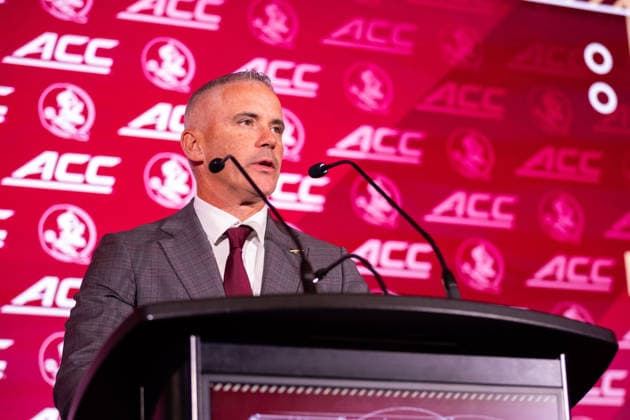 July 15, 2026: Florida State head coach Mike Norvell talks to the media at the 2026 ACC Football Kickoff at Hilton Uptown Charlotte in Charlotte, NC. ( CSM) Charlotte United States - ZUMAc04_ 20260715_zma_c04_054 Copyright: xScottxKinserx