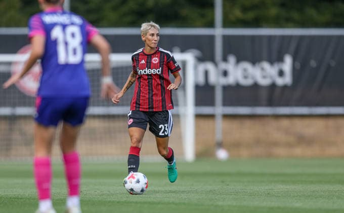 GER, Frankfurt, Eintracht Frankfurt vs Mainz 05, Vorbereitung, Fussball, DFB, Spielzeit 2026 2027, Deutsche Bank Park Platz 4, Testspiel im Bild: Sara Doorsoun (Eintracht Frankfurt Frauen 23) DFB DFL REGULATIONS PROHIBIT ANY USE OF PHOTOGRAPHS AS IMAGE SEQUENCES AND OR QUASI-VIDEO, 15.07.2026 *** GER, Frankfurt, Eintracht Frankfurt vs. Mainz 05, Preseason, Soccer, DFB, 2026–2027 Season, Deutsche Bank Park, 4th place, Friendly Match: Photo of Sara Doorsoun, Eintracht Frankfurt Women’s U-23, DFB, DFL. REGULATIONS PROHIBIT ANY USE OF PHOTOGRAPHS AS IMAGE SEQUENCES AND OR QUASI-VIDEO, July 15, 2026 Copyright: HMBxMedia HendrikxHamelau