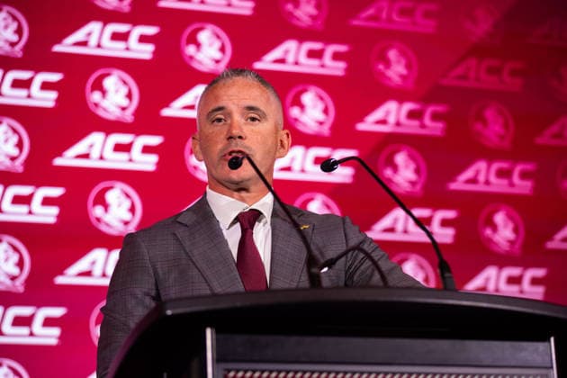 July 15, 2026: Florida State head coach Mike Norvell talks to the media at the 2026 ACC Football Kickoff at Hilton Uptown Charlotte in Charlotte, NC. ( CSM) Charlotte United States - ZUMAc04_ 20260715_zma_c04_064 Copyright: xScottxKinserx
