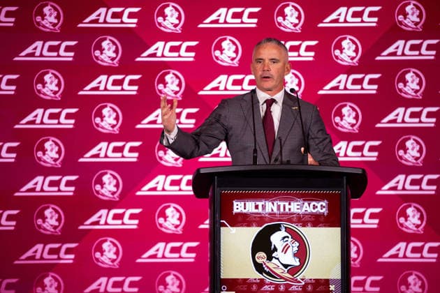 July 15, 2026: Florida State head coach Mike Norvell talks to the media at the 2026 ACC Football Kickoff at Hilton Uptown Charlotte in Charlotte, NC. ( CSM) Charlotte United States - ZUMAc04_ 20260715_zma_c04_069 Copyright: xScottxKinserx