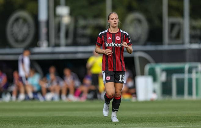 GER, Frankfurt, Eintracht Frankfurt vs Mainz 05, Vorbereitung, Fussball, DFB, Spielzeit 2026 2027, Deutsche Bank Park Platz 4, Testspiel im Bild: Jamilla Rankin (Eintracht Frankfurt Frauen 25) DFB DFL REGULATIONS PROHIBIT ANY USE OF PHOTOGRAPHS AS IMAGE SEQUENCES AND OR QUASI-VIDEO, 15.07.2026 *** GER, Frankfurt, Eintracht Frankfurt vs. Mainz 05, Preseason, Soccer, DFB, 2026–2027 Season, Deutsche Bank Park, 4th place, Friendly Match Photo by Jamilla Rankin, Eintracht Frankfurt Women’s Team, 25, DFB, DFL. REGULATIONS PROHIBIT ANY USE OF PHOTOGRAPHS AS IMAGE SEQUENCES AND OR QUASI-VIDEO, July 15, 2026 Copyright: HMBxMedia HendrikxHamelau