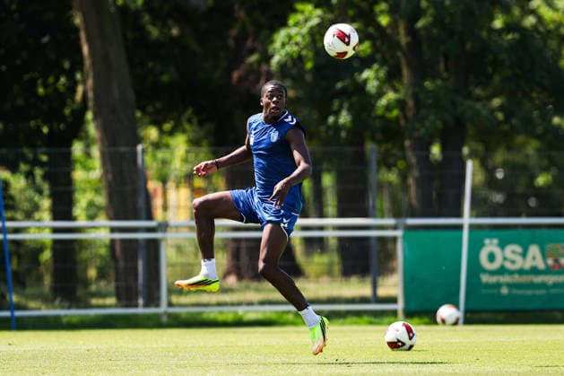 Pierre Nadjombe (1. FC Magdeburg,28) - 2. Fußball Bundesliga Saison 2026-2027 Training 1. FC Magdeburg an der Avnet Arena in Magdeburg - Fußball,Mann,Männer,Deutschland,15.07.2026 *** Pierre Nadjombe, 1. FC Magdeburg, 28, 2026–2027 Bundesliga season, 1. FC Magdeburg training session at the Avnet Arena in Magdeburg, soccer, man, men, Germany, July 15, 2026