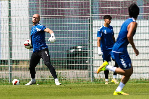 Torwart Dominik Reimann (1. FC Magdeburg,1) - 2. Fußball Bundesliga Saison 2026-2027 Training 1. FC Magdeburg an der Avnet Arena in Magdeburg - Fußball,Mann,Männer,Deutschland,15.07.2026 *** Goalkeeper Dominik Reimann of 1. FC Magdeburg, 1. Bundesliga, 2026–2027 season, training with 1. FC Magdeburg at the Avnet Arena in Magdeburg; soccer, man, men, Germany, July 15, 2026
