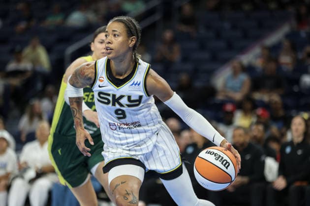 CHICAGO, USA - July 15: Natasha Cloud (9 Chicago Sky) in action during the game between the Chicago Sky and Seattle Storm at Wintrust Arena on Wednesday, July 15 in Chicago, USA  Copyright: xShainaxBenhiyoun SPPx Sportspressphoto_SPR191078