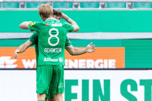 SOCCER - Rapid vs Panathinaikos, test match VIENNA,AUSTRIA,15.JUL.26 - SOCCER - ADMIRAL Bundesliga, Super League, SK Rapid Wien vs Panathinaikos Athen, test match. Image shows the rejoicing of Yusuf Demir and Tonni Adamsen (Rapid).  GEPAxpictures xPhilippxBrem