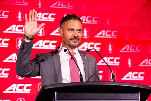 July 15, 2026: Stanford head coach Tavita Pritchard talks to the media at the 2026 ACC Football Kickoff at Hilton Uptown Charlotte in Charlotte, NC. ( CSM) Charlotte United States - ZUMAc04_ 20260715_zma_c04_074 Copyright: xScottxKinserx