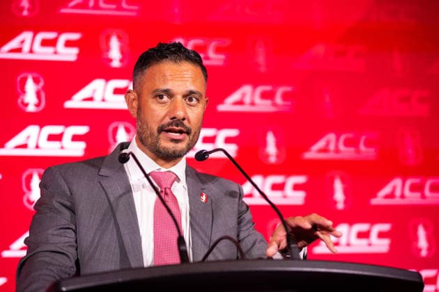 July 15, 2026: Stanford head coach Tavita Pritchard talks to the media at the 2026 ACC Football Kickoff at Hilton Uptown Charlotte in Charlotte, NC. ( CSM) Charlotte United States - ZUMAc04_ 20260715_zma_c04_078 Copyright: xScottxKinserx