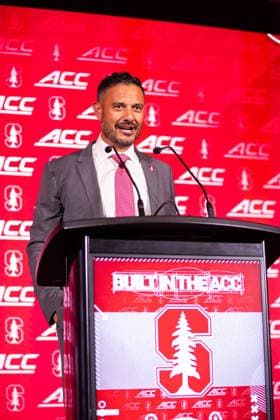July 15, 2026: Stanford head coach Tavita Pritchard talks to the media at the 2026 ACC Football Kickoff at Hilton Uptown Charlotte in Charlotte, NC. ( CSM) Charlotte United States - ZUMAc04_ 20260715_zma_c04_076 Copyright: xScottxKinserx