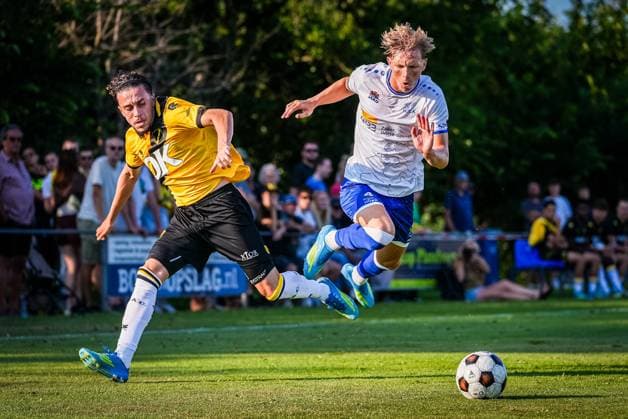 BURGH-HAAMSTEDE , 15-07-2026 , Sportpark van Zuijen , season 2026 2027, Dutch preseason friendly football , Match between NAC Breda and HSV Hoek , picture shows NAC Breda player Brahim Ghalidi and HSV Hoek player Leonard Ketels NAC - HSV Hoek (friendly)  x205043020x Copyright: