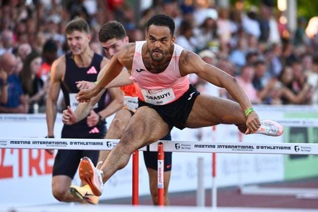 Meeting International Province de Liege 2026 LIEGE, BELGIUM - JULY 15 : OBASUYI Michael (BEL) 110 Hurdles Men during the 24th edition of the 2026 Province Liege International Athletics Meeting in the Naimette arena in Liege on July 15, 2026 in Liege, Belgium, 15 07 2026 Liege Belgium  Copyright: xVincentxKalutx