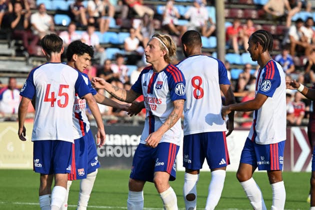 Football : Olympique Lyonnais and Servette FC Geneve - Friendly football match - 15 07 2026 Corentin TOLISSO of Lyon celebrates scoring goal during the Friendly football match between Olympique Lyonnais and Servette FC Geneve at Pierre RAJON Stadium Bourgoin Jallieu on July 15 2026 , France BOURGOIN JALLIEUFrance  Copyright: xMouradxAllilix