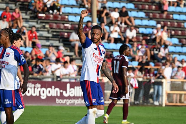 Football : Olympique Lyonnais and Servette FC Geneve - Friendly football match - 15 07 2026 Corentin TOLISSO of Lyon celebrates scoring goal during the Friendly football match between Olympique Lyonnais and Servette FC Geneve at Pierre RAJON Stadium Bourgoin Jallieu on July 15 2026 , France BOURGOIN JALLIEUFrance  Copyright: xMouradxAllilix