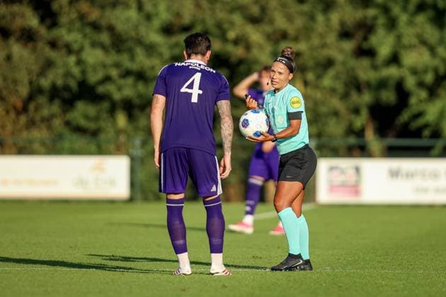 DIRKSHORN , 15-07-2026 , Sportpark Dirkshorn , season 2026 2027 , match between AZ and RSC Anderlecht , picture shows , Referee Shona Shukrula AZ - Anderlecht (friendly)  x205043522x Copyright: