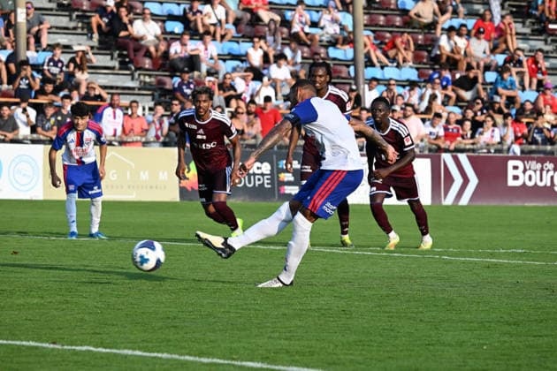 Football : Olympique Lyonnais and Servette FC Geneve - Friendly football match - 15 07 2026 Corentin TOLISSO of Lyon celebrates scoring goal during the Friendly football match between Olympique Lyonnais and Servette FC Geneve at Pierre RAJON Stadium Bourgoin Jallieu on July 15 2026 , France BOURGOIN JALLIEUFrance  Copyright: xMouradxAllilix