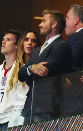 David Beckham emotional ahead of kick-off, with , Victoria Beckham, Romeo Beckham, Cruz Beckham and Harper Beckham England v Argentina, 2026 FIFA World Cup, WM, Weltmeisterschaft, Fussball Semi Final, Football, Atlanta Stadium, Atlanta, Georgia, USA - 15 Jul 2026Atlanta Atlanta Stadium Georgia (GA) United States of America  Copyright: xJavierxGarcia Shutterstockx 16992264ao