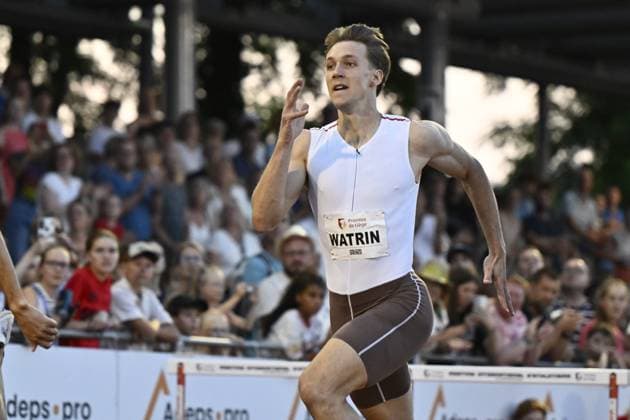 Belgian Julien Watrin pictured in action during the 2026 edition of the Meeting International d Athletisme de la Province de Liege athletics event in Liege, Wednesday 15 July 2026. ERICxLALMAND  x181202951x