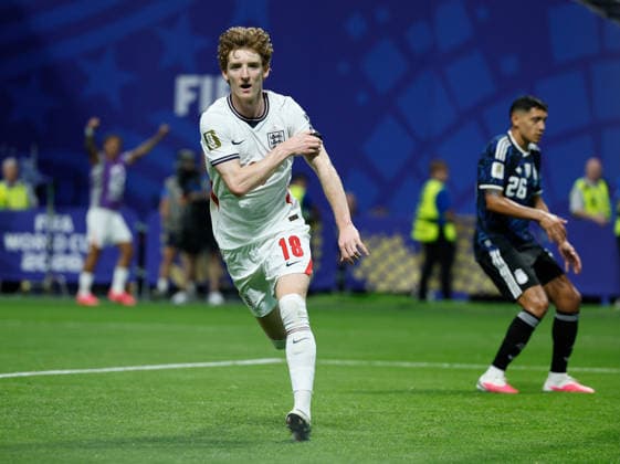 England v Argentina: Semi Final - FIFA World Cup, WM, Weltmeisterschaft, Fussball 2026 Anthony Gordon of England celebrates 1st goal during the FIFA World Cup 2026 Semi Final match between England and Argentina at Atlanta Stadium on July 15, 2026 in Atlanta, United States. Atlanta Atlanta Stadium GA United States Copyright: xAllstarxPicturexLibraryxLtdx