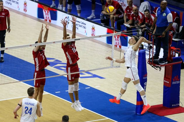Serbia v Turkiye - Men s Volleyball Nations League BELGRADE, SERBIA - JULY 15: Players compete during the Men s Volleyball Nations League match between Serbia and Turkiye in Belgrade, Serbia on July 15, 2026. Filip Stevanovic Anadolu Belgrade Serbia. Editorial use only. Please get in touch for any other usage.  Copyright: x2026xAnadoluxFilipxStevanovicx
