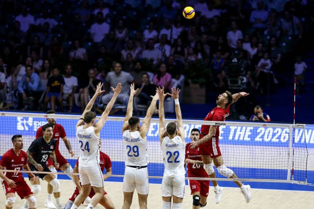 Serbia v Turkiye - Men s Volleyball Nations League BELGRADE, SERBIA - JULY 15: Players compete during the Men s Volleyball Nations League match between Serbia and Turkiye in Belgrade, Serbia on July 15, 2026. Filip Stevanovic Anadolu Belgrade Serbia. Editorial use only. Please get in touch for any other usage.  Copyright: x2026xAnadoluxFilipxStevanovicx