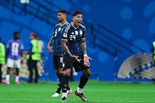 Enzo Fernandez of Argentina celebrates after scoring the team s first goal during a FIFA Men’s World Cup 2026 semi-final football match between England and Argentina at Atlanta Stadium, in Atlanta on July 15th 2026 (Photo by Leo Barrilari SPP)  Copyright: xLeoxBarrilari SPPx Sportspressphoto_SPR191508