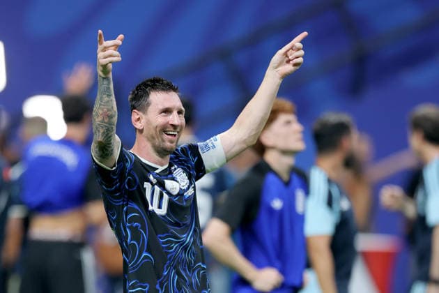 England v Argentina: Semi Final - FIFA World Cup, WM, Weltmeisterschaft, Fussball 2026 Lionel Messi of Argentina celebrates after winning the FIFA World Cup 2026 Semi Final match between England and Argentina at Atlanta Stadium on July 15, 2026 in Atlanta, United States. Atlanta Atlanta Stadium GA United States Copyright: xAllstarxPicturexLibraryxLtdx