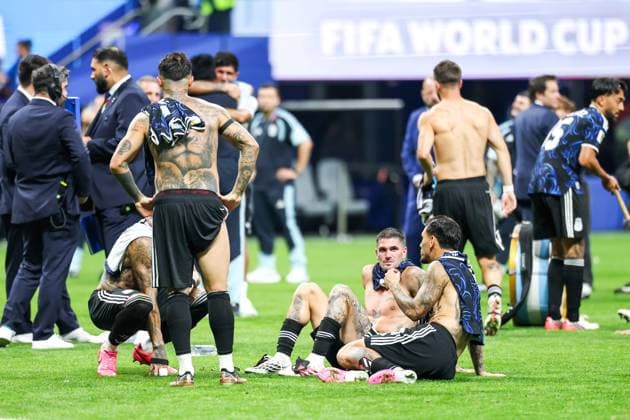 RECORD DATE NOT STATED FIFA World Cup, WM, Weltmeisterschaft, Fussball 2026 - Semifinal - England v Argentina Argentina players celebrate reaching the FIFA World Cup final after defeating England 2-1 at Atlanta Stadium, in Georgia, United States, on Wednesday, July 15, 2026.(Foto: Vanessa Carvalho Brazil Photo Press IMAGO) Sports Copyright: xVanessaxCarvalhox