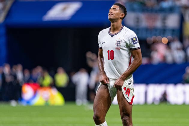 Jude Bellingham of England gestures after the match between England and Argentina in the semi-final of the 2026 FIFA World Cup, WM, Weltmeisterschaft, Fussball held at Mercedes-Benz Stadium in Atlanta, Georgia, United States. Richard Callis Fotoarena (Richard Callis SPP)  Copyright: xRichardxCallisx xSPPx spp-en-RiCa-2985329