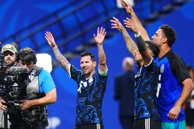 England v Argentina - FIFA World Cup, WM, Weltmeisterschaft, Fussball 2026 - Semi Finals ATLANTA, GEORGIA - JULY 15: Lionel Messi of Argentina celebrates after winning the 2026 FIFA World Cup semifinal match between England and Argentina at Atlanta Stadium in Atlanta, Georgia, United States, on July 15, 2026. Evrim Aydin Anadolu Georgia United States. Editorial use only. Please get in touch for any other usage.  Copyright: x2026xAnadoluxEvrimxAydinx