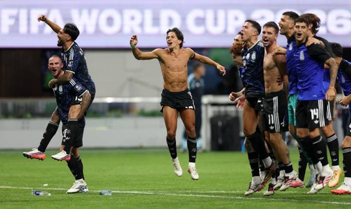 US Soccer World Cup England - Argentina 9206244 15.07.2026 Argentina™s players celebrate the team s victory in the FIFA World Cup, WM, Weltmeisterschaft, Fussball 2026 semi-final soccer match between England and Argentina at the Atlanta Stadium in Atlanta, Georgia, the United States. Nafis Sirazetdinov Sputnik Atlanta Georgia USA  Copyright: xNafisxSirazetdinovx