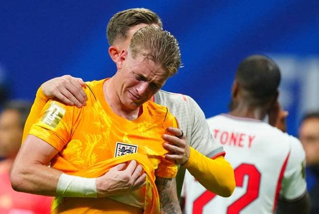Jordan Pickford of England dejected at full time England v Argentina, 2026 FIFA World Cup, WM, Weltmeisterschaft, Fussball Semi Final, Football, Atlanta Stadium, Atlanta, Georgia, USA - 15 Jul 2026Atlanta Atlanta Stadium Georgia (GA) United States of America  Copyright: xJavierxGarcia Shutterstockx 16992264fn