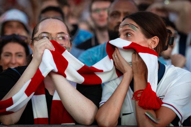 July 15, 2026, Manchester, United Kingdom: England fans seen as the tension increase after Argentina equalised during the highly anticipated World Cup semi-final. The sold-out Castlefield Bowl, organised by The Road Victory, saw thousands of fans come together to watch England play Argentina in a World Cup battle for the first time since France 98. England Vs Argentina World Cup Semi Final In Manchester, UK - 15 JULY 2026.  - ZUMAs197 20260715_aaa_s197_180 Copyright: xAndyxBartonx