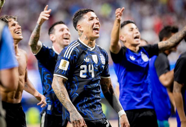 Atlanta, USA 15th Jul 2026. Final jubilation Enzo Fernandez (ARG) England - Argentina World Cup England - Argentinien 15.07.2026 *** Atlanta, USA, July 15, 2026: Jubilation in the final—Enzo Fernández, ARG vs. England, Argentina vs. England, World Cup, July 15, 2026